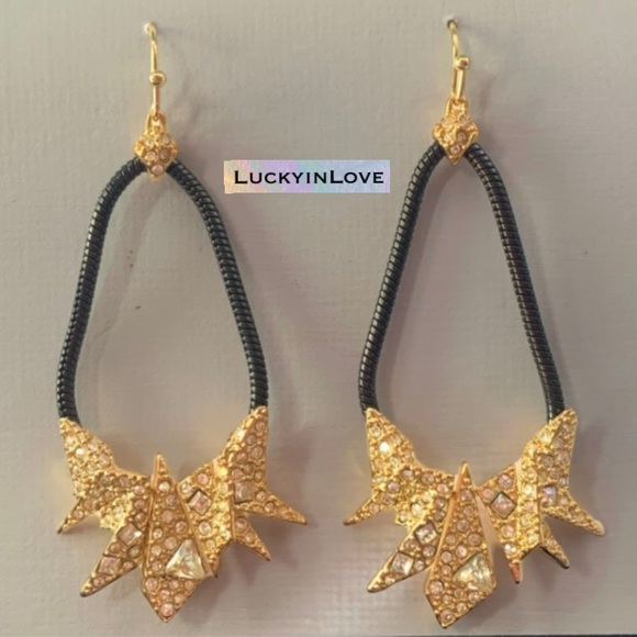 ALEXIS BITTAR • Gold Crystal Origami Shards Mosaic Snake Chain Crystal Earrings